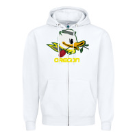 White throwback oregon Zipper Hoodie - artisFamous