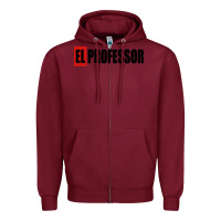 Burgundy professor money el profesor Zipper Hoodie - artisFamous