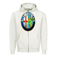 Oatmeal Heather alfa racing big merch Zipper Hoodie - artisFamous