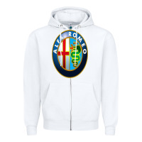 White alfa racing big merch Zipper Hoodie - artisFamous