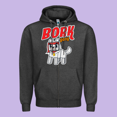 Bork  Gang Zipper Hoodie Designed By Artisfamous