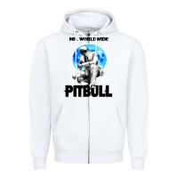 White merch mr worldwide pit bull Zipper Hoodie - artisFamous