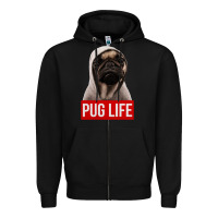 Black pug life Zipper Hoodie - artisFamous