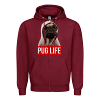 Burgundy pug life Zipper Hoodie - artisFamous