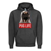 Charcoal Heather pug life Zipper Hoodie - artisFamous