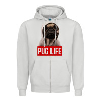 Dove Grey pug life Zipper Hoodie - artisFamous