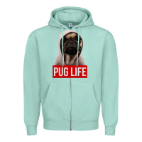Seafoam pug life Zipper Hoodie - artisFamous