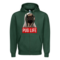 Sports Green pug life Zipper Hoodie - artisFamous