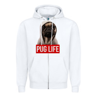 White pug life Zipper Hoodie - artisFamous