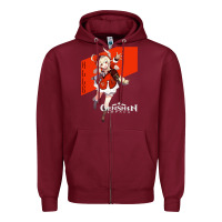 Burgundy Genshin Impact Klee Zipper Hoodie - artisFamous