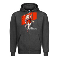 Charcoal Heather Genshin Impact Klee Zipper Hoodie - artisFamous