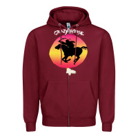 Burgundy neil crazy horse Zipper Hoodie - artisFamous