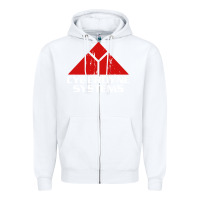 White cyber dyne systems Zipper Hoodie - artisFamous