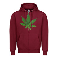 Burgundy Weed leaf Zipper Hoodie - artisFamous