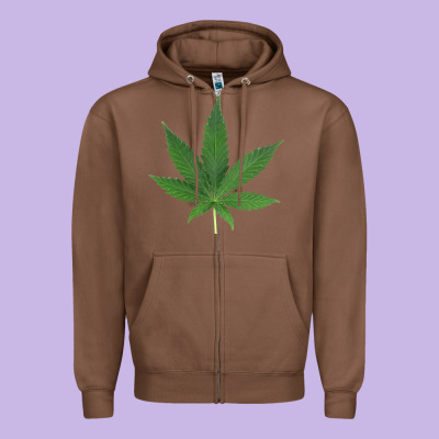 Weed Leaf Zipper Hoodie Designed By Artisfamous