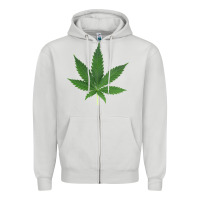 Dove Grey Weed leaf Zipper Hoodie - artisFamous
