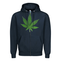 Navy Weed leaf Zipper Hoodie - artisFamous