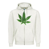 Oatmeal Heather Weed leaf Zipper Hoodie - artisFamous