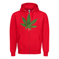 Red Weed leaf Zipper Hoodie - artisFamous