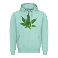 Seafoam Weed leaf Zipper Hoodie - artisFamous