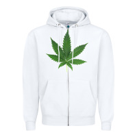 White Weed leaf Zipper Hoodie - artisFamous