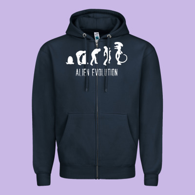 Alien Evolution Zipper Hoodie Designed By Artisfamous