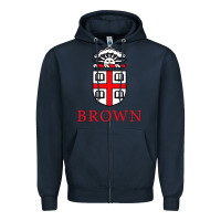 Navy brown university Zipper Hoodie - artisFamous