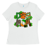 White St. Patricks Dog Mom Ladies Tee - FaDigitalArtStudio