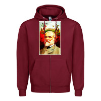 Burgundy lee Confederate General Zipper Hoodie - artisFamous