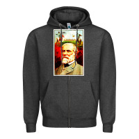 Charcoal Heather lee Confederate General Zipper Hoodie - artisFamous