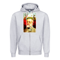 Heather Grey lee Confederate General Zipper Hoodie - artisFamous