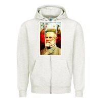 Oatmeal Heather lee Confederate General Zipper Hoodie - artisFamous