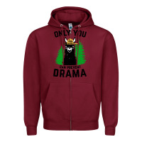 Burgundy only you can prevent drama llama Zipper Hoodie - artisFamous