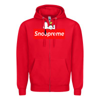 Red snoopreme Zipper Hoodie - artisFamous