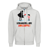 Dove Grey strangers are awesome Zipper Hoodie - artisFamous