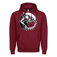 Burgundy xenomorph Zipper Hoodie - artisFamous