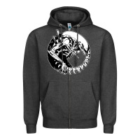 Charcoal Heather xenomorph Zipper Hoodie - artisFamous