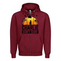 Burgundy summer vacation charlie don't surf Zipper Hoodie - artisFamous