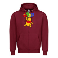 Burgundy hunny the pooh Zipper Hoodie - artisFamous