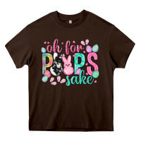 Chocolate Brown Oh for peeps sake cowhide Easter Day Heavy Core Tee - HowdyJamesFarm