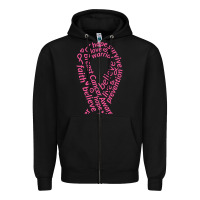 Black Pink Ribbon Zipper Hoodie - artisFamous