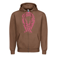 Chestnut Pink Ribbon Zipper Hoodie - artisFamous