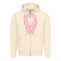Sandshell Pink Ribbon Zipper Hoodie - artisFamous