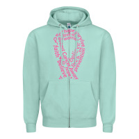 Seafoam Pink Ribbon Zipper Hoodie - artisFamous