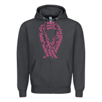 Smoke Pink Ribbon Zipper Hoodie - artisFamous