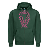 Sports Green Pink Ribbon Zipper Hoodie - artisFamous