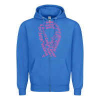 True Royal Pink Ribbon Zipper Hoodie - artisFamous