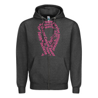 Charcoal Heather Pink Ribbon Zipper Hoodie - artisFamous