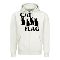 Oatmeal Heather cat flag Zipper Hoodie - artisFamous