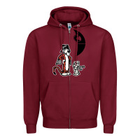 Burgundy hobbes and calvin Zipper Hoodie - artisFamous